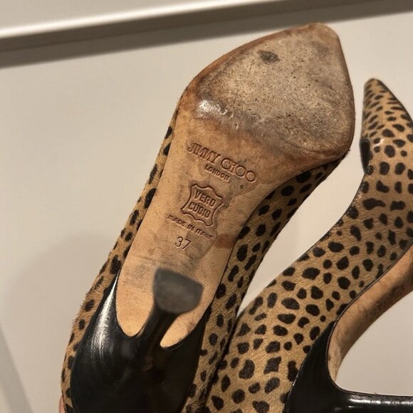Jimmy Choo Pony Skin Leopard Print Pointy Pumps - Picture 2 of 6